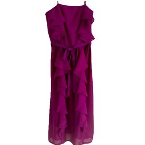 Dark Pink Spaghetti Strap Midi Dress